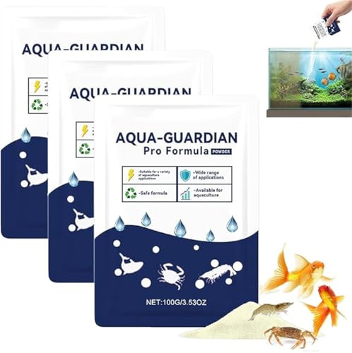 Aqua Guardian Pro Formula for Pond, Aquatic Care Powder for Pond and Aquarium, Easy Mix Water Care Support for Fish, Shrimp & Crab, Maintenance Friendly Pond Water Treatment (3 Box)
