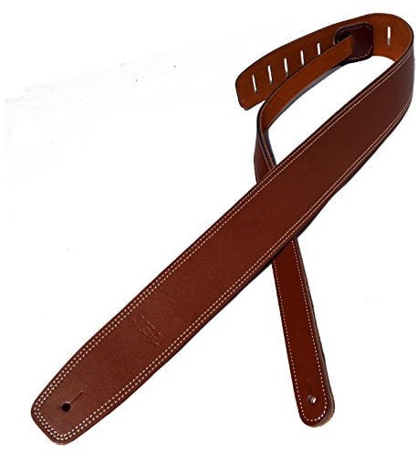 GITARRENGURT - GITARRENBAND - LEDER BRAUN - DOPPELT UMLAUFEND VERNÄHT - INNENSEITE WILDLEDER - (107-147cm) - BREITE 6,5cm - LLB20
