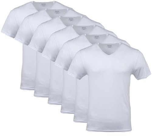 Gildan Camisetas con Cuello en V, múltiple, Estilo G1103, Blanco (Paquete de 6), XL (Pack de 6) para Hombre