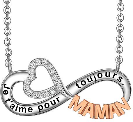 LOVORDS Damen-Halskette mit Gravur aus Sterling-Silber 925/1000, Anhänger Unendlichkeit und Herz, Geschenk für Verliebte, für Mutter, Mutter, Oma, Tochter, Kristall, zirkonia