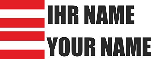 INDIGOS UG - Auto Aufkleber Österreich - schwarz - Aufkleber selbst gestalten - Ordner, Motorrad, Fahrrad, Wand, Tür, Kühlschrank - 360x72 mm - Flagge Name personalisierte Geschenke