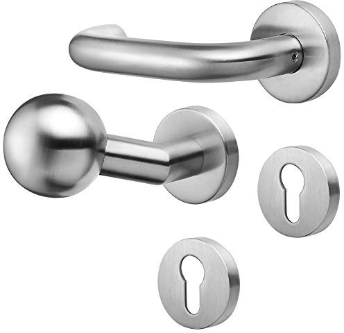 ck-tuerbeschlaege Drückergarnitur Orlando 1 | Gebrauchskategorie 4 gem. DIN EN 1906 | V2A Edelstahl matt | WE DIN L gekr. Kugel