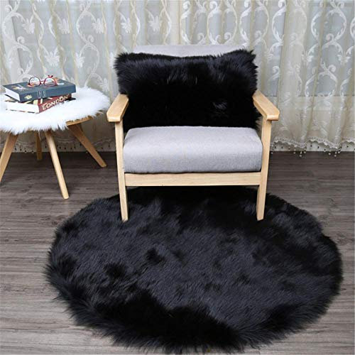 Xiaosua Langlebig wasseraufnahme Auslegware Moderner unbedeutender wollener Hauptlieferungswohnzimmerteppich des Imitats atmungsaktiv Salon Vorleger Schwarz 50x50cm