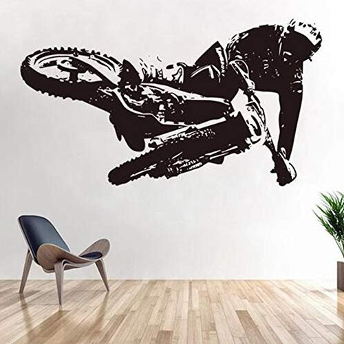 olwonow Moto-Cross Wandtattoo Motorrad Kinderzimmer Wandtattoo Tapete Wohnzimmer Art Deco Vinyl-69X123Cm