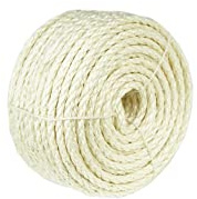 Treasborn Natürliches Sisal-Seil für Kratzbaum, weiÃŸ, , 30 m / 50 m Hanfseil für , Erholung oder DIY Katzenkratzer, 1/4 Zoll Durchmesser