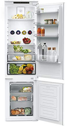 Candy BCBF 192 F, Frigorífico Combi Integrable, Altura 1,9M, 281L, No Frost, Cajón Verdulero y Frescos, Botellero, Ventilador, LED, Puertas Reversibles, Altura Ajustable, 41DB, Clase F, Blanco