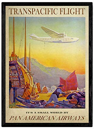 Nacnic Vintage Poster Pan-American. Blätter für Interieur mit klassischen und antiken Werbebildern zu dekorieren. Gemälde Retro-Dekor. A3