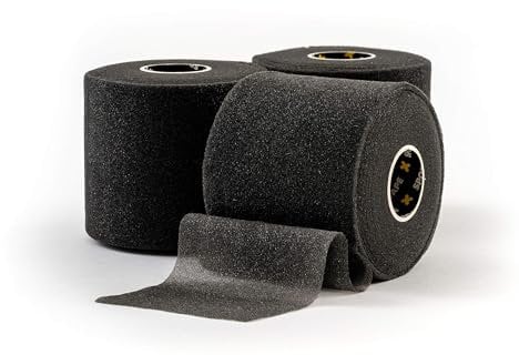3 Rolls - SPORTTAPE Soft Foam Underwrap - Black - 7cm x 27m | Pre Wrap Sports Tape - Thin, Non-Adhesive, Hypoallergenic, Protective Foam Wrap | Football Hair Band & Shin Guard Tape.