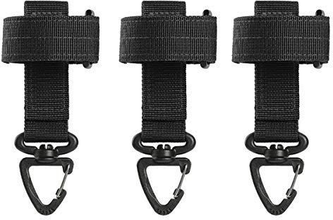 Milya 3 Stück Feuerwehr Handschuhe Halter, Arbeitsschutzhandschuhe Kletterseil Halter mit Klettband für Gürtel Kletterrucksack, Schwarz
