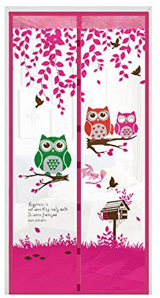 ZJXSNEH Porta Zanzariera Tenda Zanzariera Estiva Cifratura Zanzariera Magnetica Gufo Rosa 90X210cm