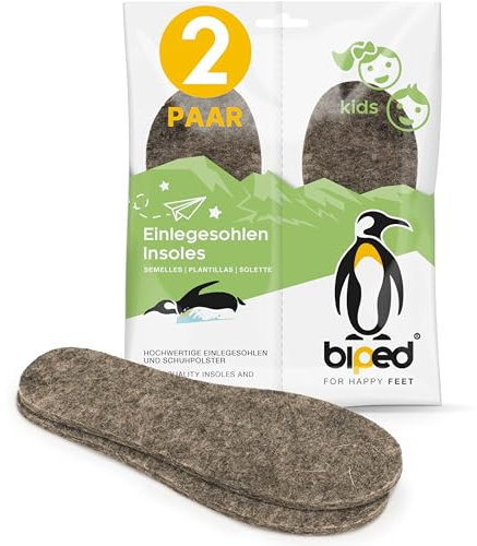 biped 2 paia di solette in feltro per bambini in pura lana - solette per scarpe in feltro naturale per un clima piacevole nella scarpa z2755(26-27)
