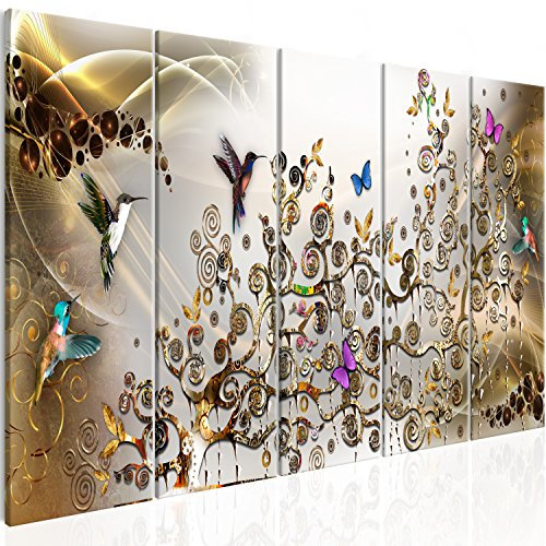 murando - Tableau Acoustique Vintage 150x60 cm 5 Parties - Décoration Isolation Phonique Bureau Chambre Panneau Insonorisant Impression sur Toile - Abstraction de Gustav Klimt l-C-0008-b-n