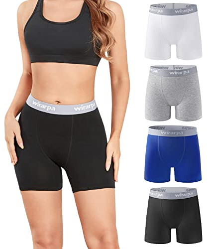 wirarpa Boxershorts Damen Baumwolle Radlerhose 4er Pack | Elastischer Bund, Hautfreundlich,Angemessene Länge, scheuerfrei,Unter Kleid, Lange Unterhosen