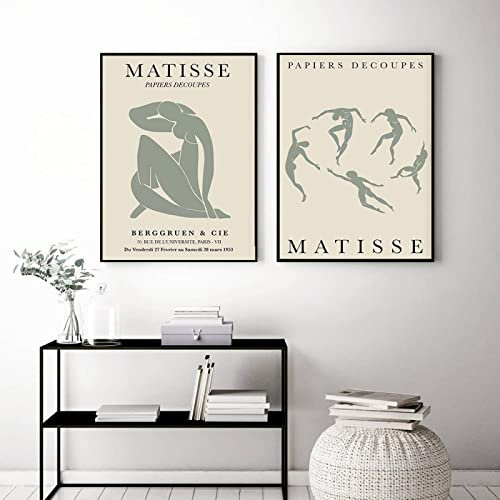Green Style Matisse Poster Abstract Female Dance Wall Picture Nordic Canvas Painting Art Print Minimalist Living Home Decor 30x45cm-2Pieces Frameless