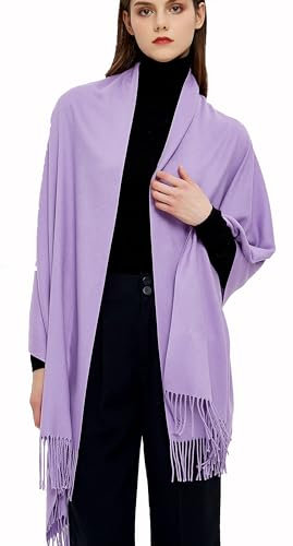 Gragengs Pashmina Schals und Wraps Schals für Damen Hochzeit Party Winter Warme Lange Solid Color,Hellviolett