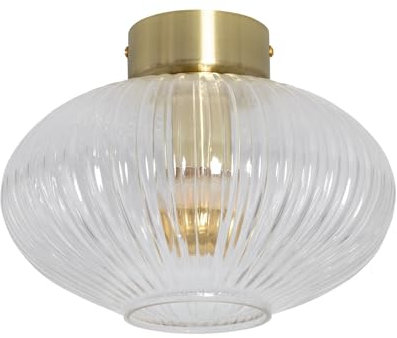 LEDKIA LIGHTING - Plafón Prometeo | Metal y Cristal | Soporte E27 | Estilo Vintage | Apto para Salones y Comedores, Transparente, Cristal