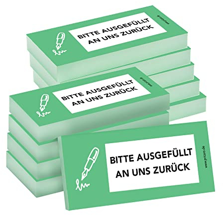 PRICARO Haftnotizen Bitte ausgefüllt an uns zurück, grün, 100 Blatt, 10 Stück