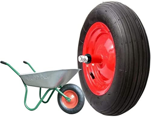 Ruota Pneumatica Completa 3.50-8 (4pr) Ricambio Per Carriola Modello Vespa Asse Lungo 155 mm Gomma