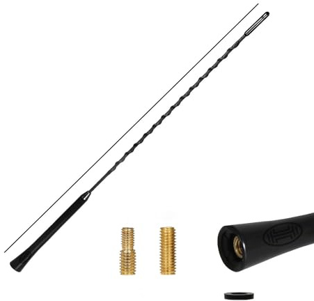 HEYNER® Antenne AM/FM mit M5 & M6-Gewinde, Ersatzstab 40cm | kurzer Antennenersatzstab, Auto-Dachantenne aus Fiberglas in Spiral-Form gefertigt