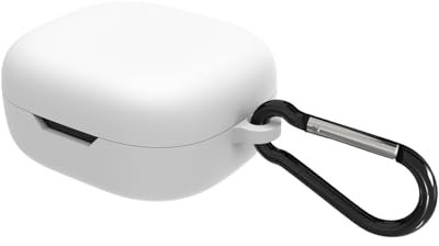 Geekria Silikonhülle kompatibel mit JBL Wave 300TWS True Wireless Earbuds, Schutzhülle für Kopfhörer mit Schlüsselanhängerhaken, Ladeanschluss zugänglich, unterstützt kabelloses Laden (weiß)