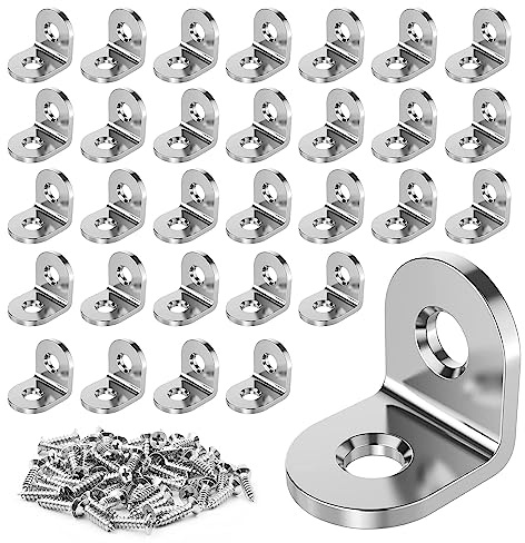 Youery 30 Stück Winkelverbinder, 20 X 20mm Edelstahl Winkel Klammern L-förmige 90 Grad Möbel Eckwinkel Mit Schrauben für Anbau Winkel Bracket Tabelle Stuhl Bücherregal