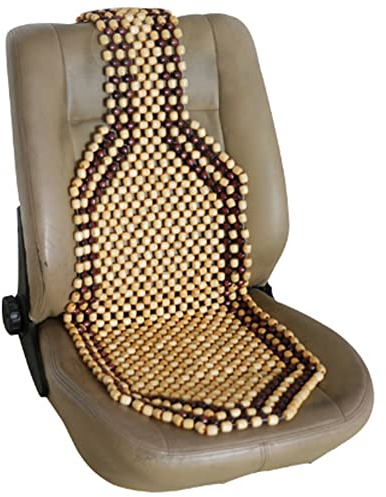 HomDSim Autositz-Bezug, aus Naturholz, mit Perlen, für den Vordersitz, kühl, erfrischende Rückenmassage, Komfort-Kissenmatte, Premium-Qualität, universell für Auto und LKW im Sommer