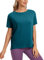 CRZ YOGA Women's Pima Cotton Short Sleeve Shirt Loose Workout T-Shirt Athletic Casual Top Green Jade 14
