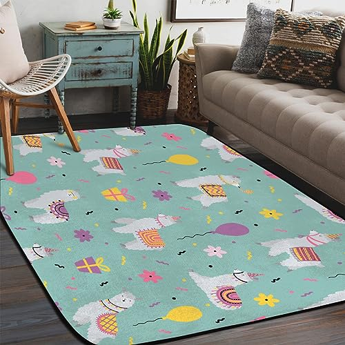 TropicalLife Lama Alpaka Niedlicher Teppich für den Innenbereich, groß, rutschfest, 183 x 122 cm, Alpaka-Teppiche für Wohnzimmer, Schlafzimmer, Küche, Esszimmer, Kinderzimmer
