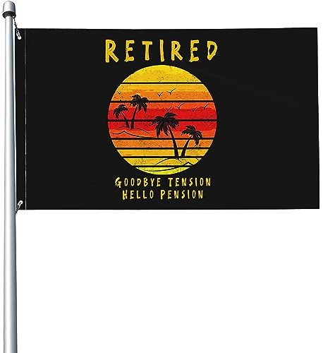 90X150cm Lawn Sign Rentner Auf Wiedersehen Spannung Hallo Rente Indoor Flagge Verblassen Beständig Feiertage Flags Perfekte Yard-Flaggen Décor Für Festival Outdoor Yard