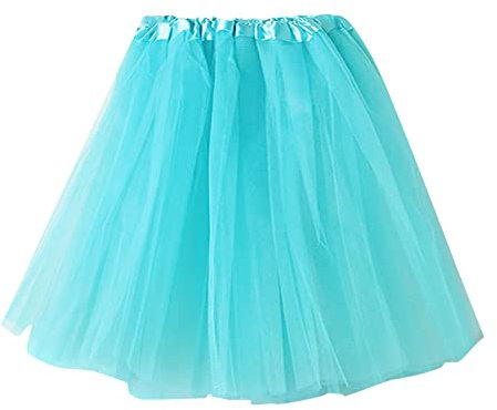 Damen Tüllrock Tütü Rock Minirock 4 Lagen Petticoat Tanzkleid Dehnbaren mit Stern Pailletten Ballettrock Tüllrock für Party Fasching Karneval Kostüm Tüllrock Blau