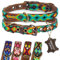 ALTEZAR Hundehalsband Leder - braunes Rindsleder Tribal Grün/Braun/Beiges durchgehend Bestickt - Handgemacht in Mexiko Lederhalsband Hund - Größe XS - für sehr kleine Hunde