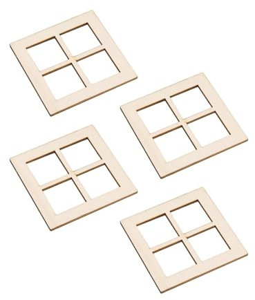 4X Kleine Holzfenster Modell Mini DIY Fensterläden für Die DIY Puppenhaus Dekoration