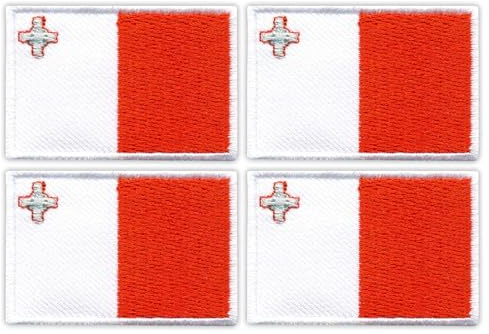4er-Set – Flagge von Malta – Aufnäher – bestickter Aufnäher / Abzeichen / Emblem