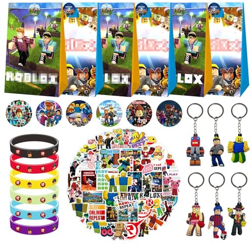 Set Regali per Feste Compleanno,Regali Fine Festa,Gadget Compleanno Bambini,Regalo Compleanno,Sacchetti Regalo,Portachiavi,Braccialetti,Adesivi,Forniture per Bambini Festa Compleanno
