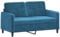 vidaXL Sofa 2-Sitzer, Loungesofa Couch mit Armlehnen Rückenkissen, Wohnzimmersofa Designsofa mit Metallgestell, Sitzmöbel Zweisitzer, Blau Samt
