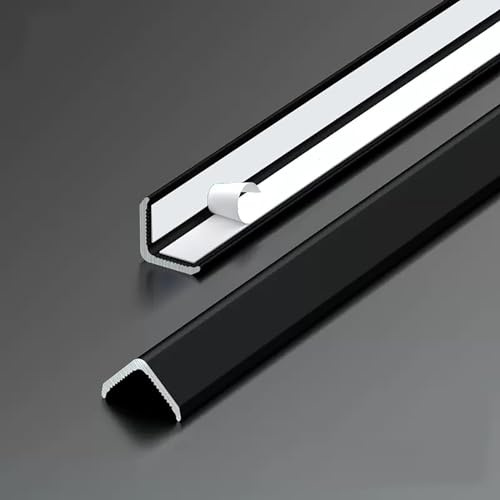 Raouoae 2 Stück Eckschutzprofil Wand Ecke Kantenschutzstreifen Schmaler Metall-Eckschutz Zum Schutz Der Wände, 89° Selbstklebend Eckschutzleiste Für Holzwände/Fliesen (Color : Black, Size : 80cm/31.