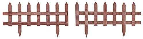 Outsunny Pack of 12 Wooden Border Fences, Garden Fixed Picket Fence for Lawn Edging, Flowerbed, 60L x 1D x 34H cm, Rustic Brown