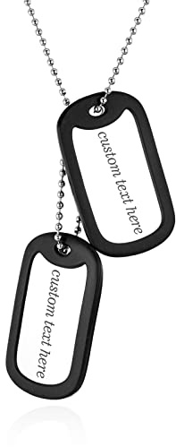 Cupimatch Dog Tag mit Gravur: Herren Anhänger Edelstahl Halskette Militärischen Erkennungsmarken Armee Stil Kette für Männer