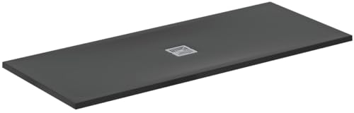 Ideal Standard - Ultra Flat S+, Piatto doccia rettangolare ultrasottile in resina effetto pietra, 170x70cm, Ideal Solid, Scarico centrale, Nero