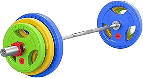 Barbell Weight Set 150 KG Cast Iron Rubber Olympic Barbell Set, Including 220 Cm Olympic Bar And Weight Plate, With Non-slip Buckles, Strength Training Equipment For Home Gym Workout,100kg