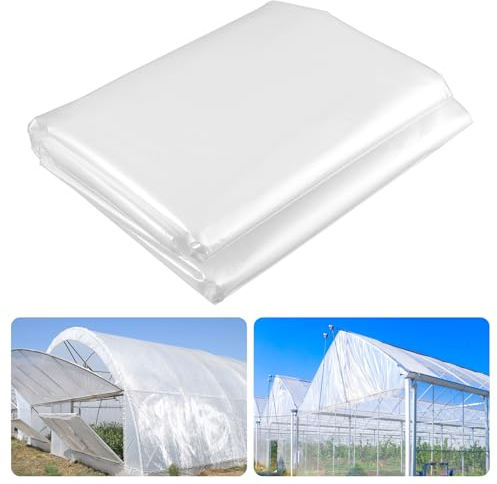 2 x 10M Extra Dick Polyethylen Folie Transparent Gewächshausfolie Plastikfolie Staubschutzfolie Reißfest Gartenfolie aus Polyethylen für Gartenarbeit Treibhaus Folientunnel