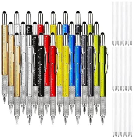 Tlilyy 24 Penne per Utensili Multiuso 6 in 1 e 24 Penne Regalo per Ricariche di Inchiostro, Gadget, Cacciaviti