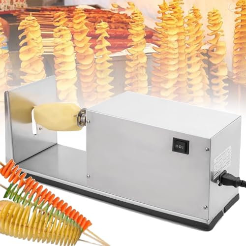 Beachtiful Affettatrice a Spirale Elettrica per Patate, Affettaverdure in Acciaio Inossidabile, con Controllo Dell'interruttore per Uso Commerciale Domestico