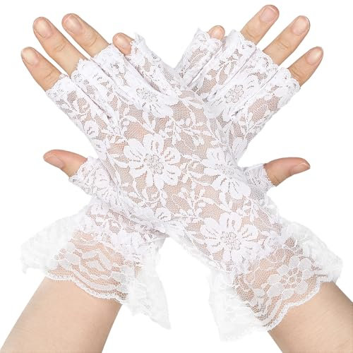 Netzhandschuhe Handschuhe Spitze Weiße Handschuhe Spitzenhandschuhe Fingerlose Spitzen Handschuhe Braut Spitzenhandschuhe Damen Kurze Spitze Handschuhe Sommerhandschuhe Für Hochzeiten, Dinnerpartys