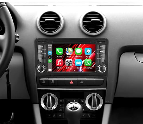SIXWIN 2+64G Android 13 Autoradio für Audi A3 S3 RS3 mit Carplay/Android Auto/Mirrorlink,7 Zoll Kapazitive Touchscreen Unterstützt WiFi GPS Bluetooth FM RDS EQ