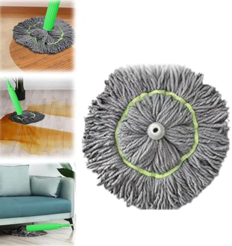 Trapeador deshidratado 2 en 1, fregona autoescurrida, trapeador redondo giratorio de 360 grados, mopa de microfibra de secado rápido, desmontable, fácil de escurrir para mojado y seco (cabezal de