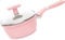 Nonstick Sauce Pan with Lid 6.3inch/16cm, Saucepan with Non Slip Handle, Nonstick Milk Pan for Stove Gas and Electric Hobs, Small Cooking Pot for Soups Sauces Potatoes Pasta Rice (Pink)