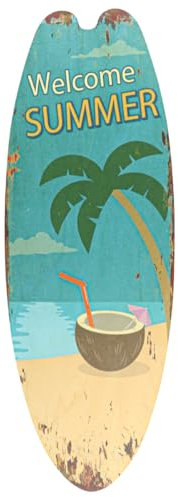 LNQ LUNIQI Surfbrett Wanddeko Holz Klein Hawaii Surfbrett Deko Sommer Deko Wand Surfer Deko für Zimmer Room, 45 x 16 cm