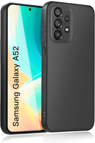 wsiiroon Hülle für Samsung Galaxy A52/A52s Handyhülle, Upgraded Kameraschutz, Stoßfest Kratzfest, Fingerabdruck, Anti-Rutsch Fallschutz Schutzhülle, Unterstützt kabelloses Laden für A52 Case (Schwarz)
