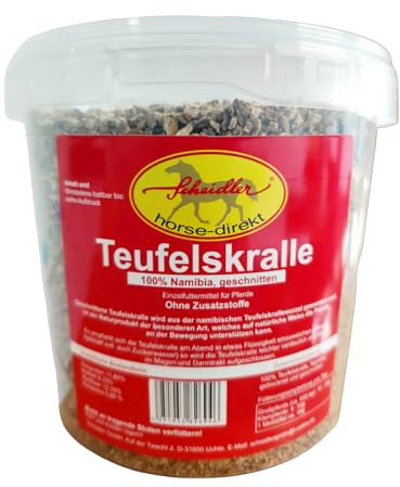Scheidler horse-direkt Teufelskralle geschnitten 1,5 kg Eimer für Pferde 100% aus der namibischen Teufelskralle Pulver ohne Zusätze, Freude an der Bewegung
